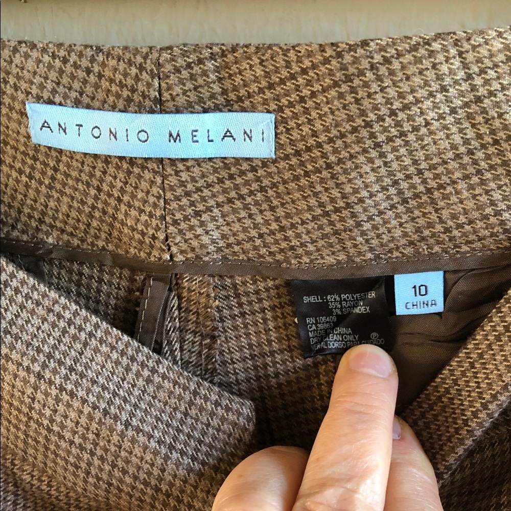ANTONIO MELANI Brown Glen Plaid Women's Blazer & Pants Set - Picture 14 of 16